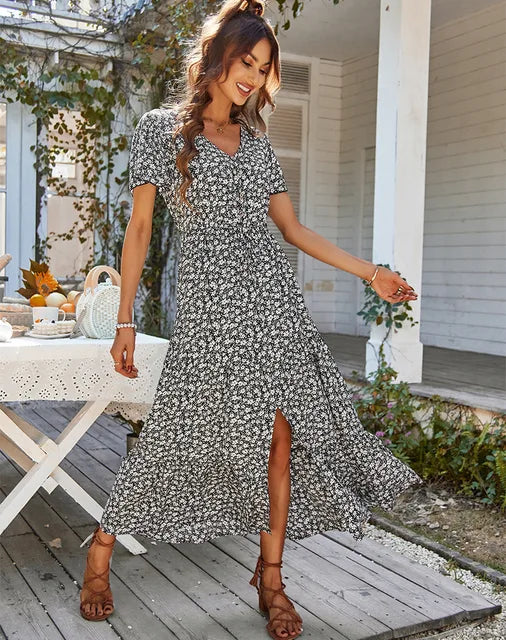 Elena Vintage Floral Dress